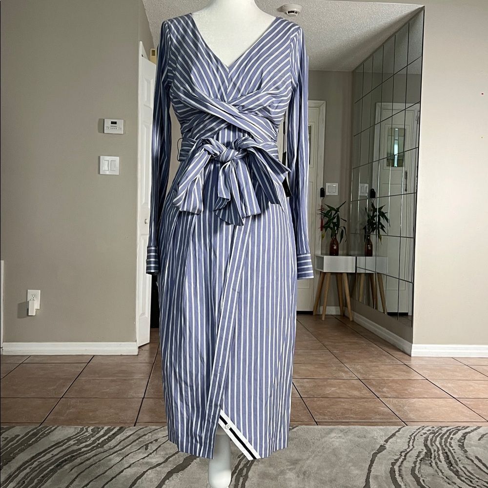 WHBM Poplin Twist-Front Midi Shirt Dress - Picture 4 of 15